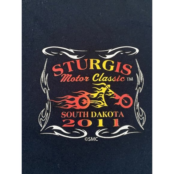 Sturgis Motor Classic South Dakota 2011 Navy Blue T Shirt Men's L Oldest Biggest - Picture 2 of 10